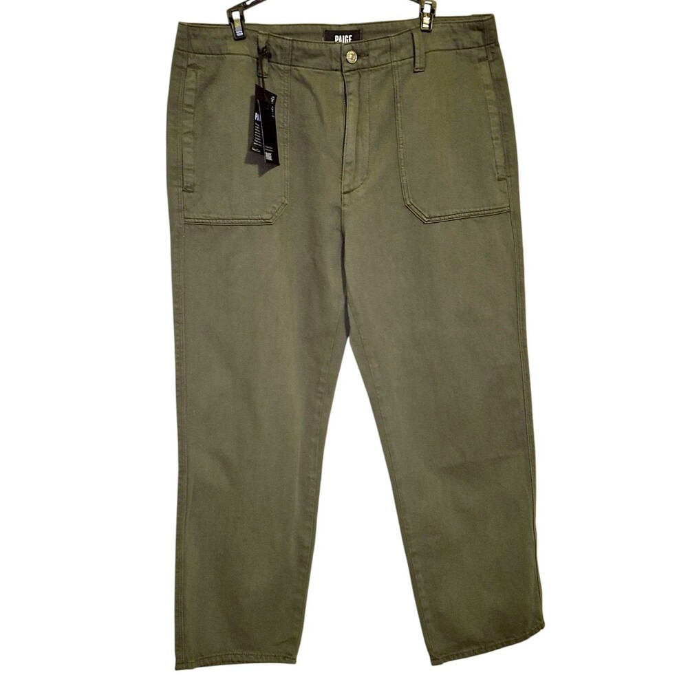 PAIGE Kirby Vintage Green Soft Denim Straight Leg Trousers Size 31 Spring Blast
